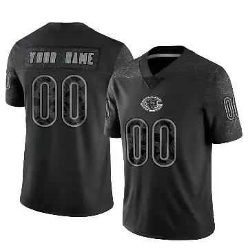 ＃00 Men's Custom Black Limited Chicago Bears Reflective Jersey