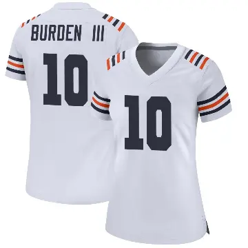 ＃10 Women's Luther Burden III White Game Chicago Bears Alternate Classic Jersey