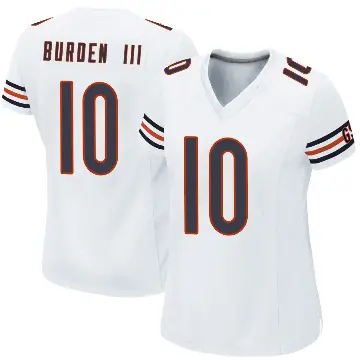 ＃10 Women's Luther Burden III White Game Chicago Bears Jersey