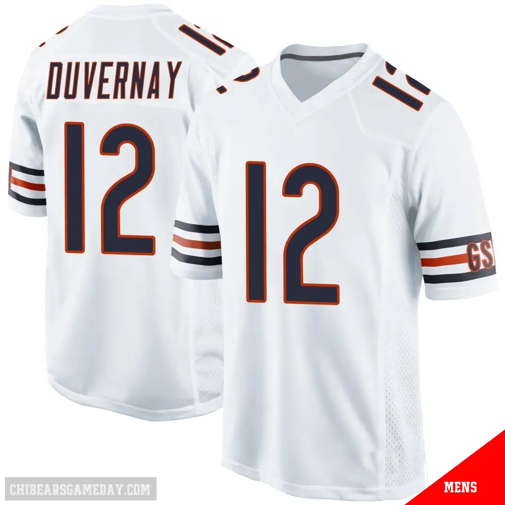 ＃12 Men's Devin Duvernay White Game Chicago Bears Jersey