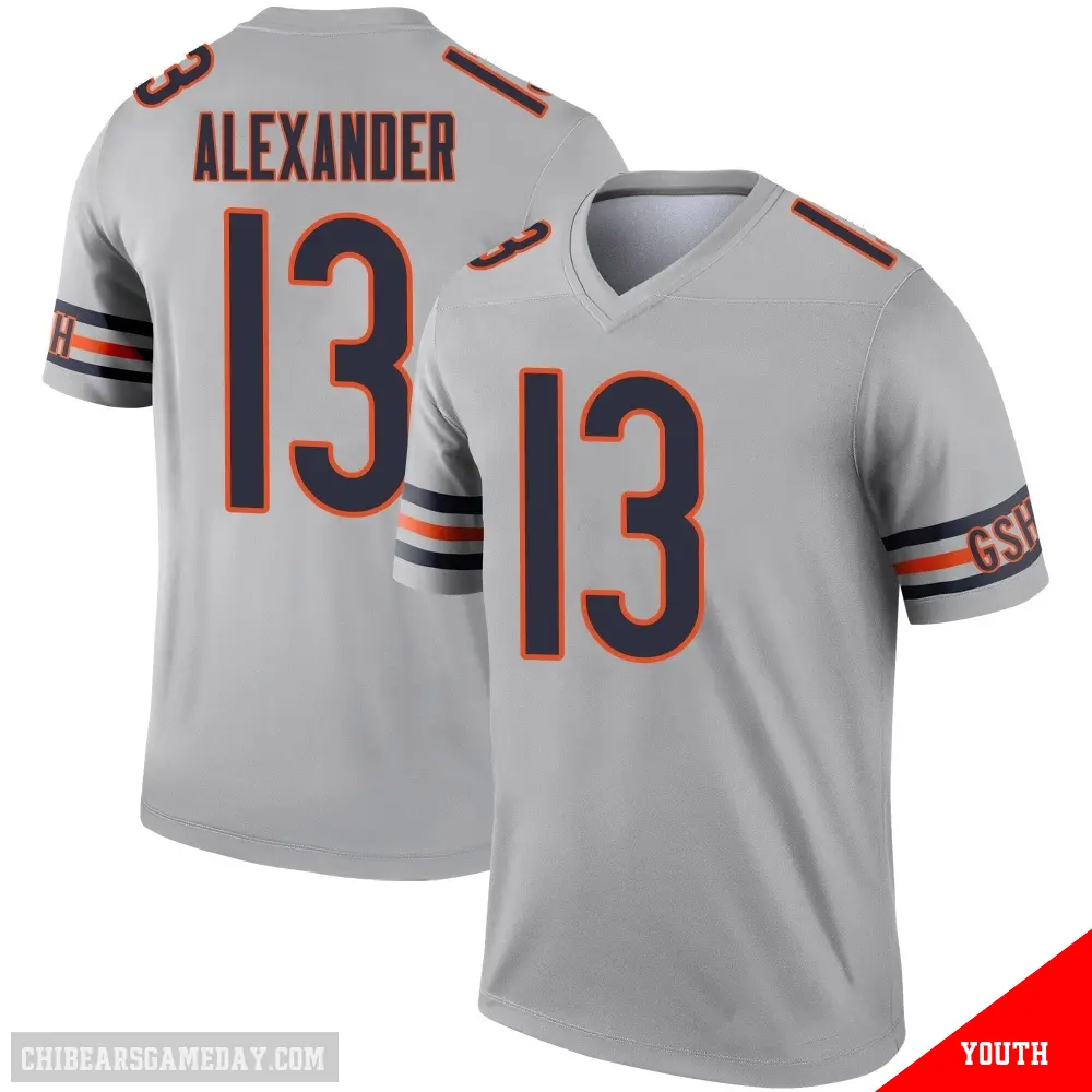 ＃13 Youth Maurice Alexander Legend Chicago Bears Inverted Silver Jersey