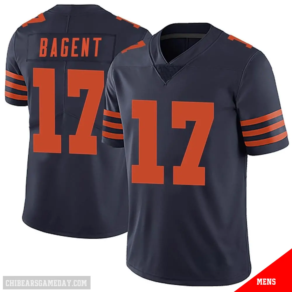 ＃17 Men's Tyson Bagent Navy Blue Limited Chicago Bears Alternate Vapor Untouchable Jersey