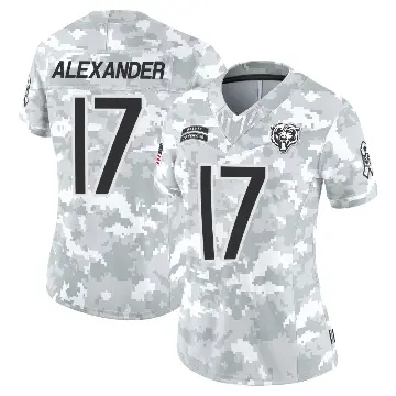 ＃17 Women's Jon Alexander Arctic Camo Limited Chicago Bears 2024 Salute to Service Jersey