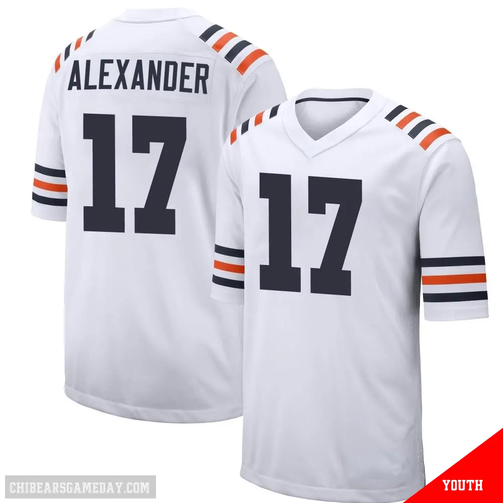 ＃17 Youth Jon Alexander White Game Chicago Bears Alternate Classic Jersey