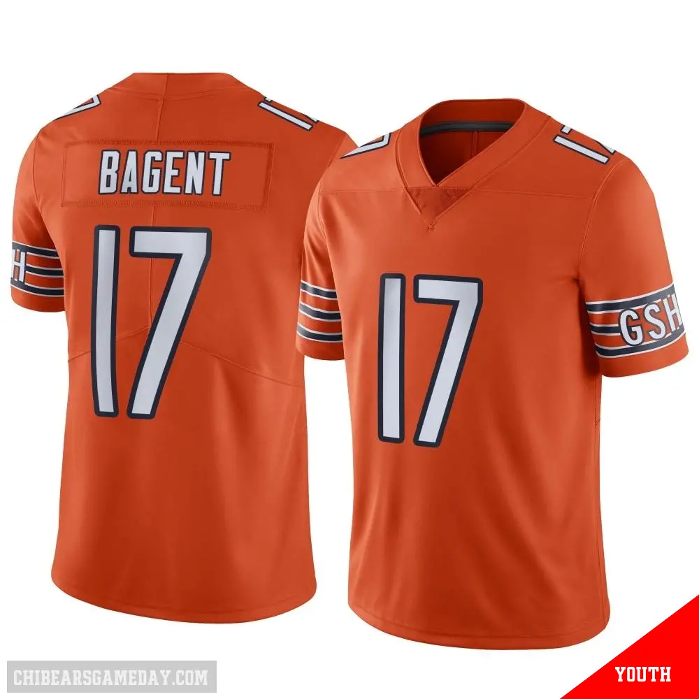 ＃17 Youth Tyson Bagent Orange Limited Chicago Bears Alternate Vapor Jersey