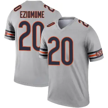 ＃20 Men's KC Eziomume Legend Chicago Bears Inverted Silver Jersey