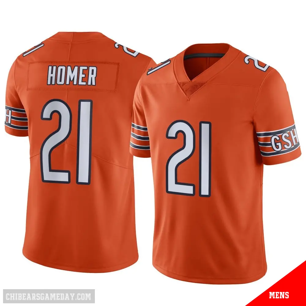 ＃21 Men's Travis Homer Orange Limited Chicago Bears Alternate Vapor Jersey