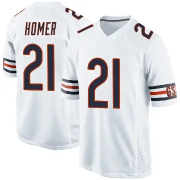 ＃21 Men's Travis Homer White Game Chicago Bears Jersey
