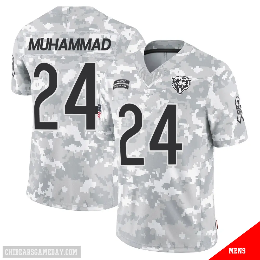 ＃24 Men's Malik Muhammad Arctic Camo Limited Chicago Bears 2024 Salute to Service Jersey