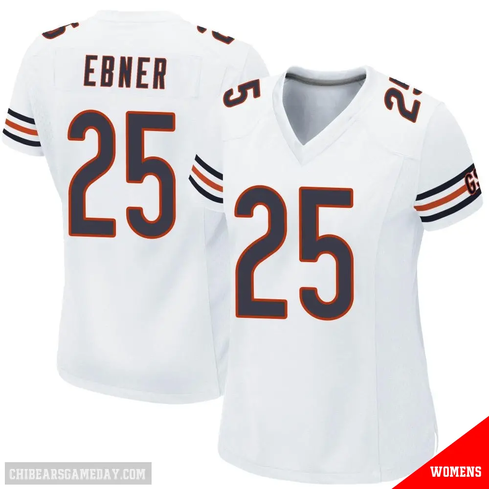 ＃25 Women's Trestan Ebner White Game Chicago Bears Jersey