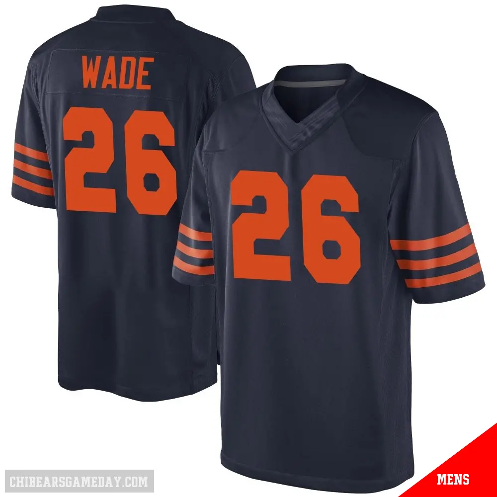 ＃26 Men's Shaun Wade Navy Blue Game Chicago Bears Alternate Jersey