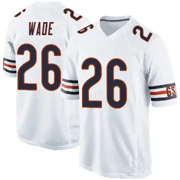 ＃26 Men's Shaun Wade White Game Chicago Bears Jersey