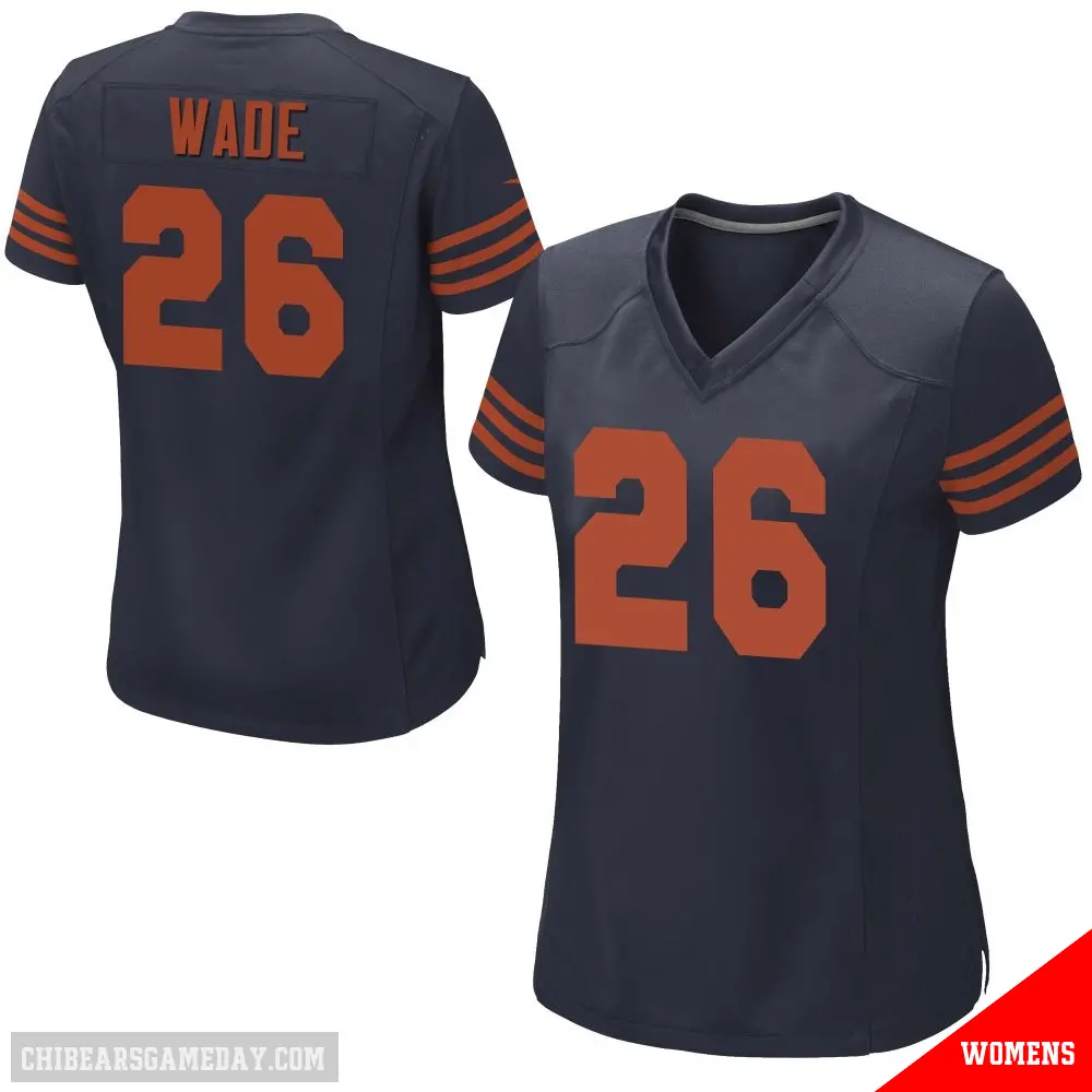 ＃26 Women's Shaun Wade Navy Blue Game Chicago Bears Alternate Jersey