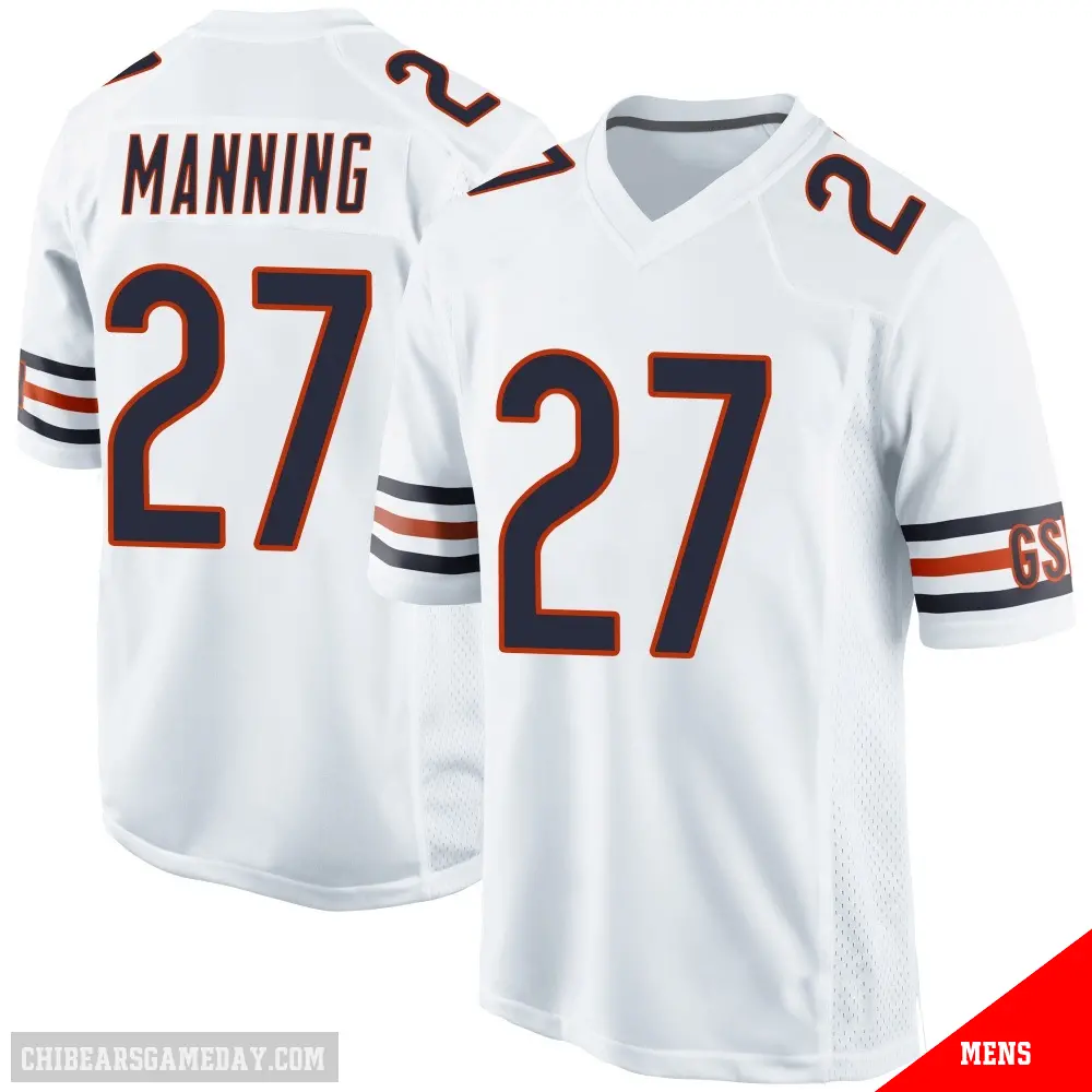 ＃27 Men's Dontae Manning White Game Chicago Bears Jersey