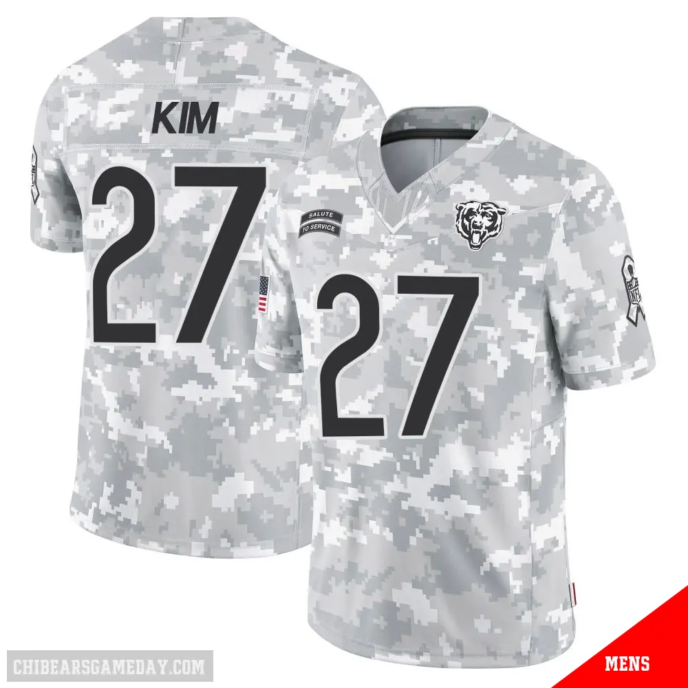 ＃27 Men's Jonathan Kim Arctic Camo Limited Chicago Bears 2024 Salute to Service Jersey