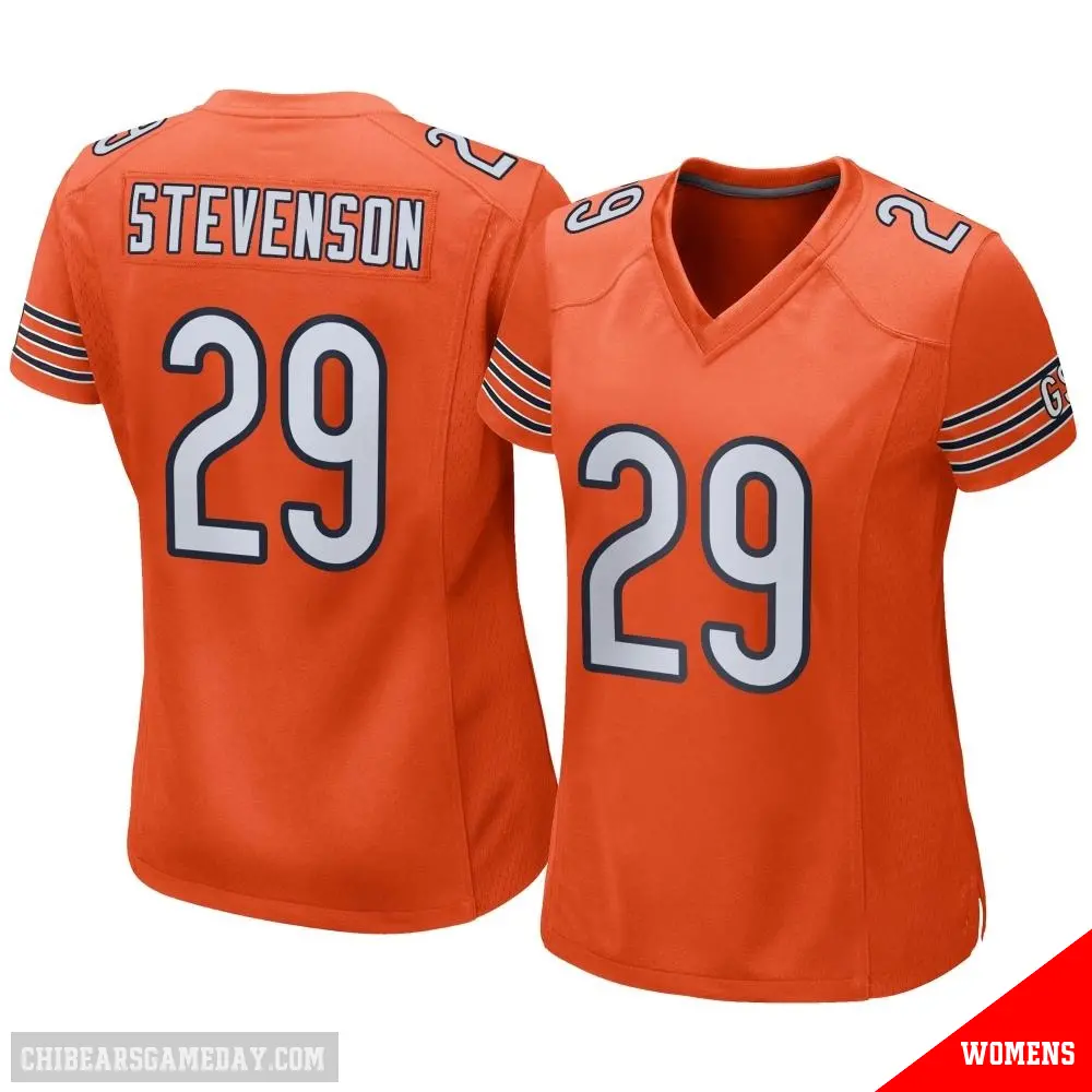 ＃29 Women's Tyrique Stevenson Orange Game Chicago Bears Alternate Jersey