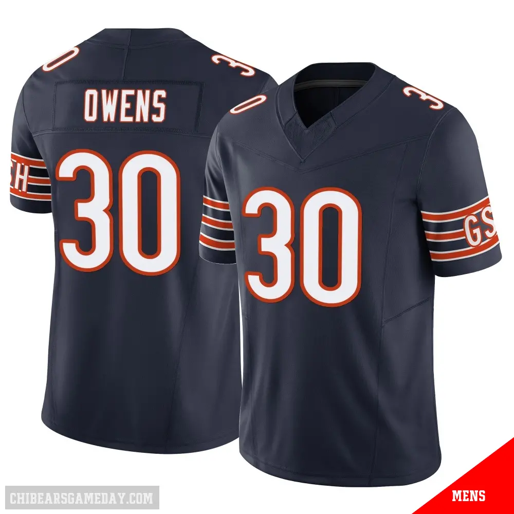 ＃30 Men's Gervarrius Owens Navy Limited Chicago Bears Vapor F.U.S.E. Jersey