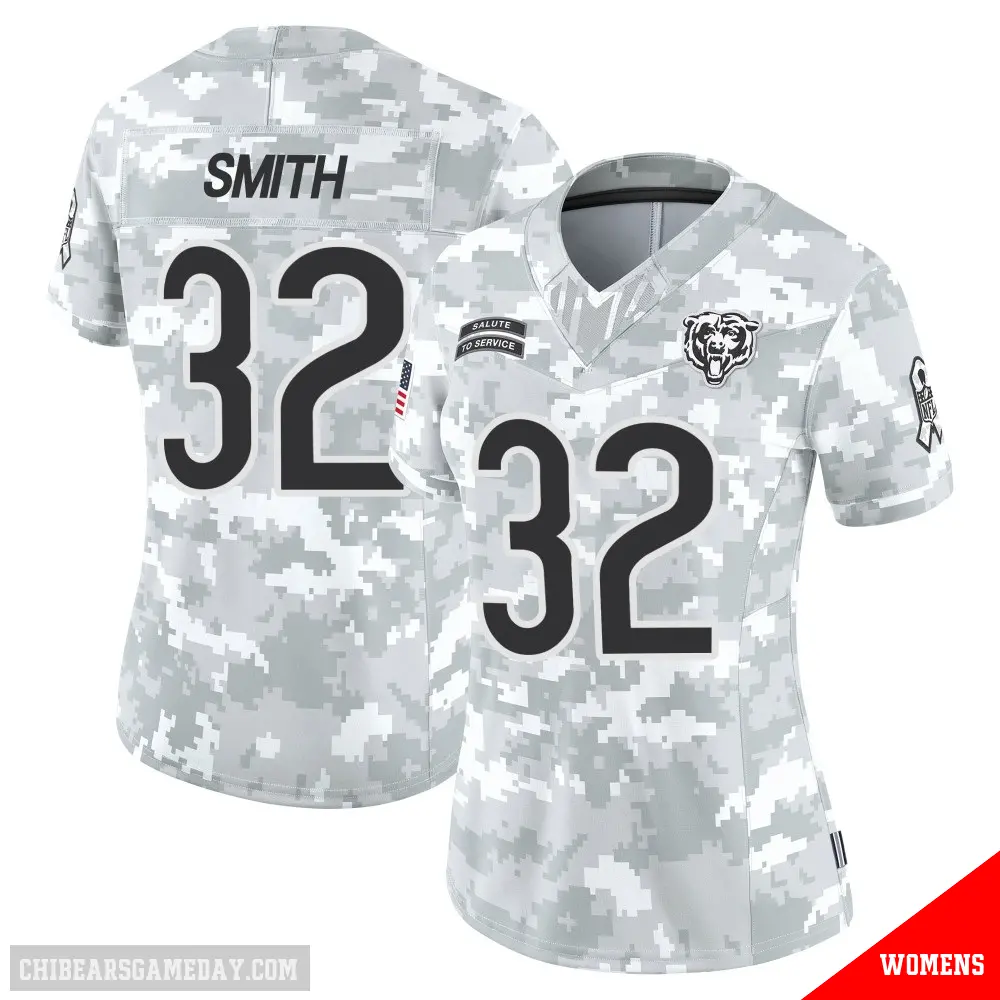＃32 Women's Terell Smith Arctic Camo Limited Chicago Bears 2024 Salute to Service Jersey
