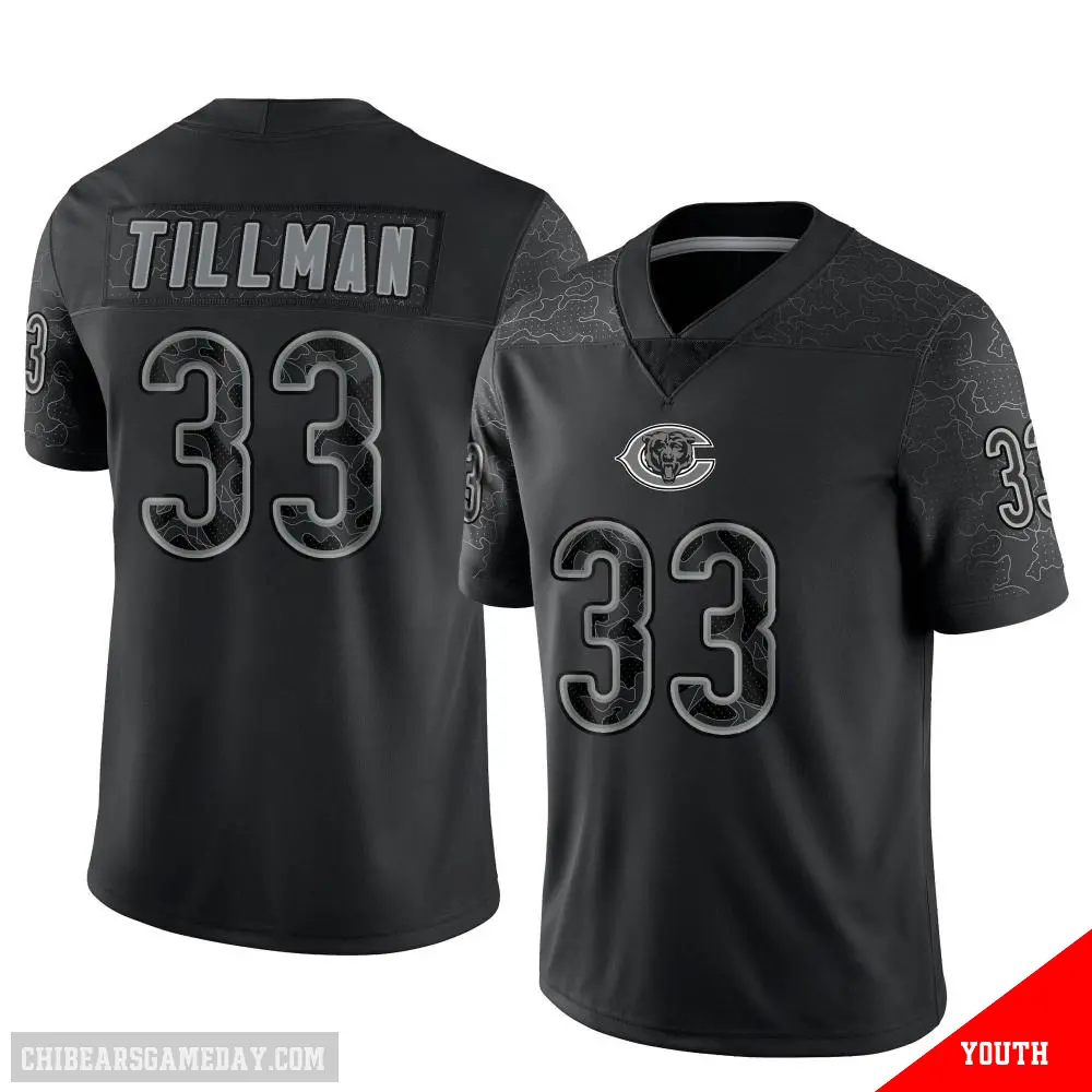 ＃33 Youth Charles Tillman Black Limited Chicago Bears Reflective Jersey