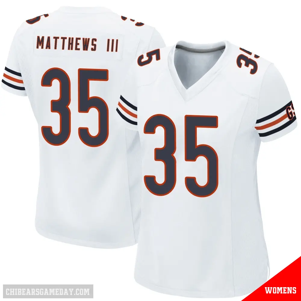 ＃35 Women's Wayne Matthews III White Game Chicago Bears Jersey