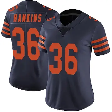 ＃36 Women's Deion Hankins Navy Blue Limited Chicago Bears Alternate Vapor Untouchable Jersey