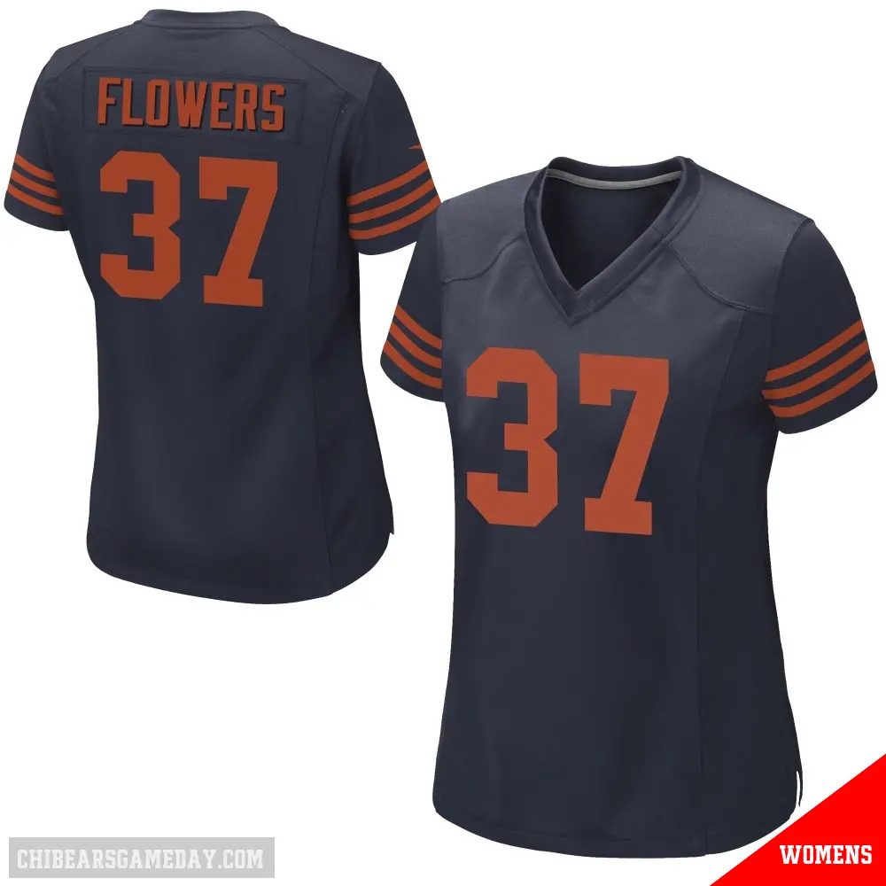 ＃37 Women's Dallis Flowers Navy Blue Game Chicago Bears Alternate Jersey