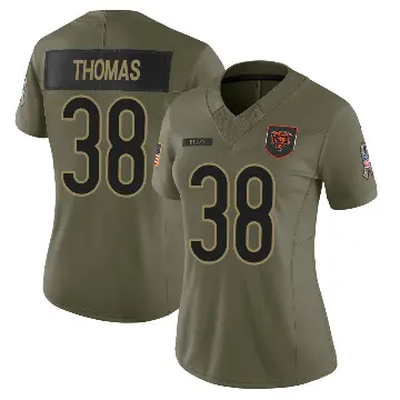 ＃38 Women's Skyler Thomas Olive Limited Chicago Bears 2025 Salute to Service Jersey