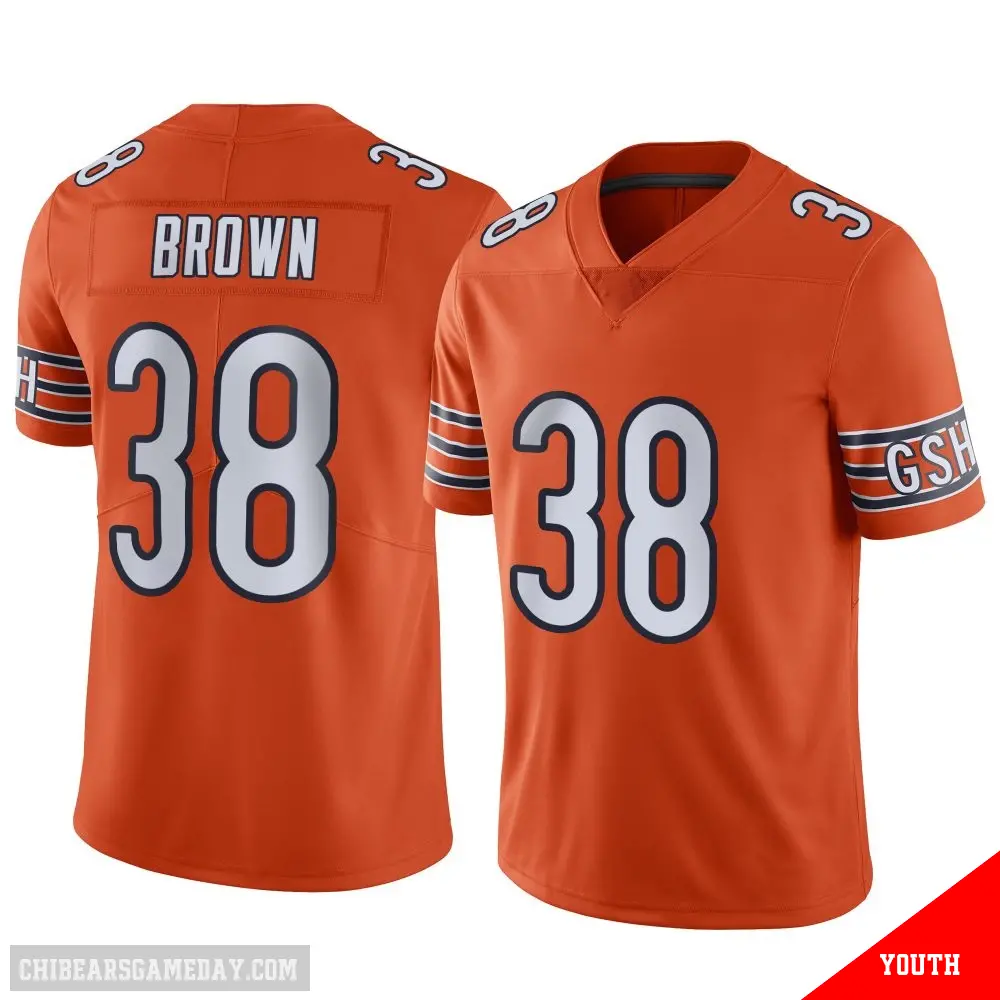 ＃38 Youth Brittain Brown Orange Limited Chicago Bears Alternate Vapor Jersey