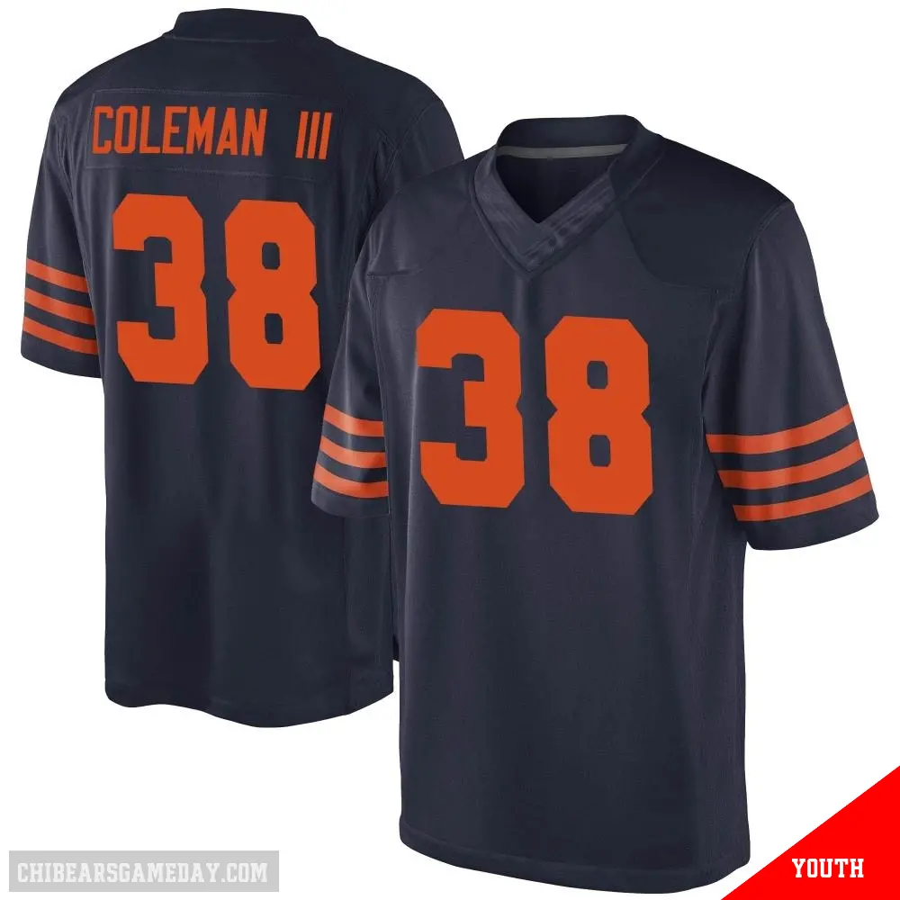 ＃38 Youth Douglas Coleman III Navy Blue Game Chicago Bears Alternate Jersey