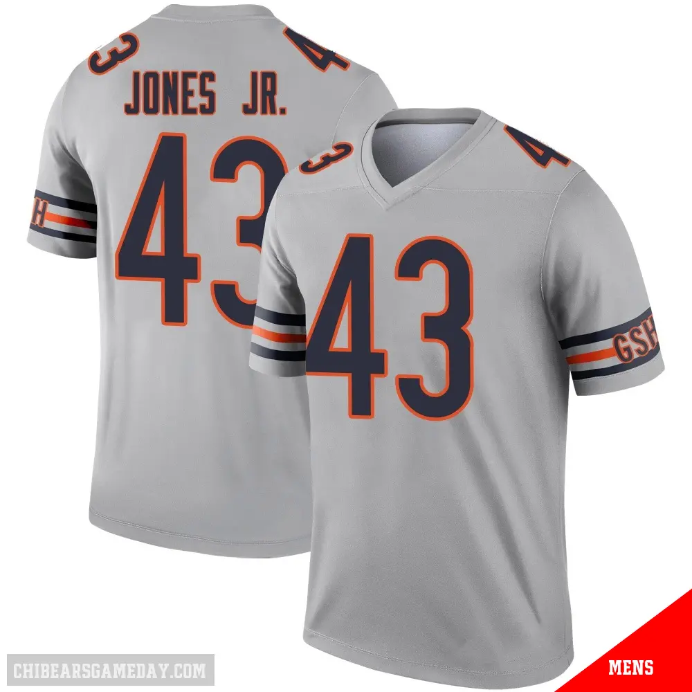 ＃43 Men's Carl Jones Jr. Legend Chicago Bears Inverted Silver Jersey