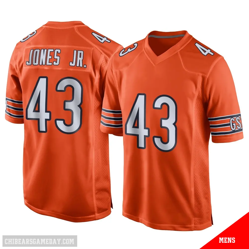 ＃43 Men's Carl Jones Jr. Orange Game Chicago Bears Alternate Jersey
