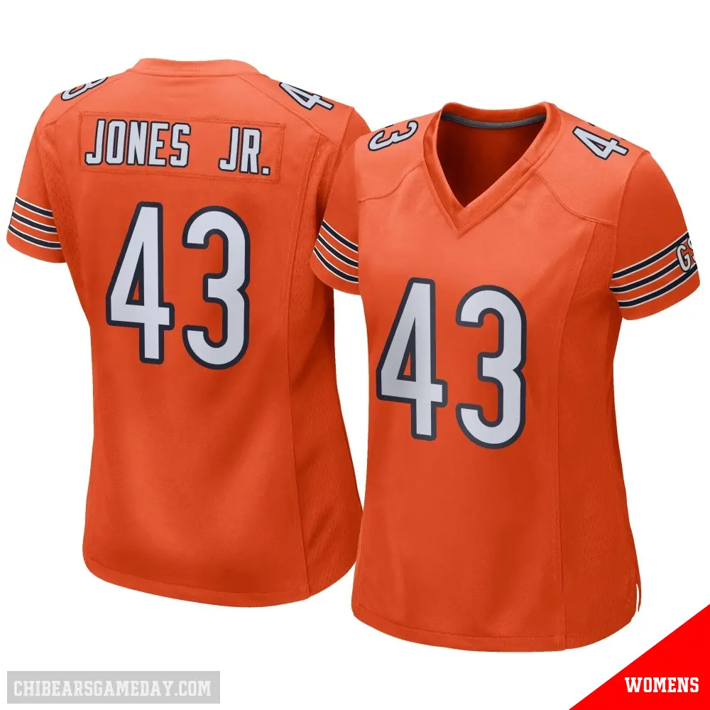 ＃43 Women's Carl Jones Jr. Orange Game Chicago Bears Alternate Jersey