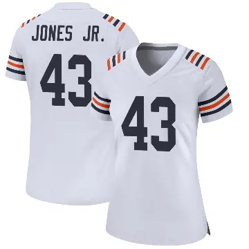 ＃43 Women's Carl Jones Jr. White Game Chicago Bears Alternate Classic Jersey