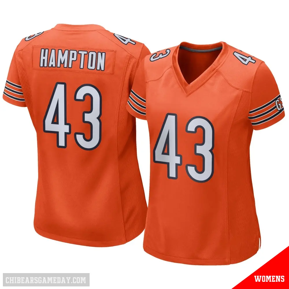 ＃43 Women's Dominique Hampton Orange Game Chicago Bears Alternate Jersey