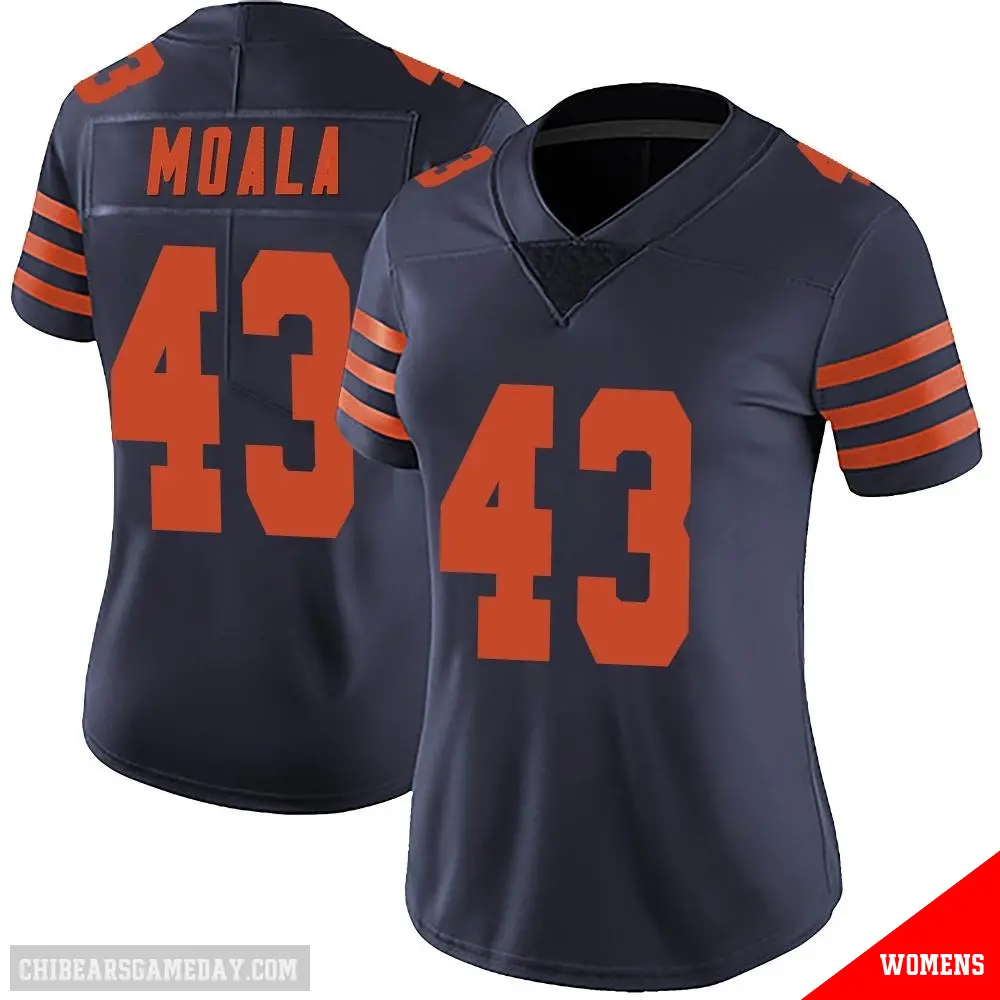＃43 Women's Paul Moala Navy Blue Limited Chicago Bears Alternate Vapor Untouchable Jersey
