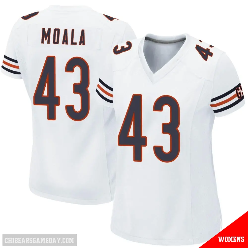 ＃43 Women's Paul Moala White Game Chicago Bears Jersey