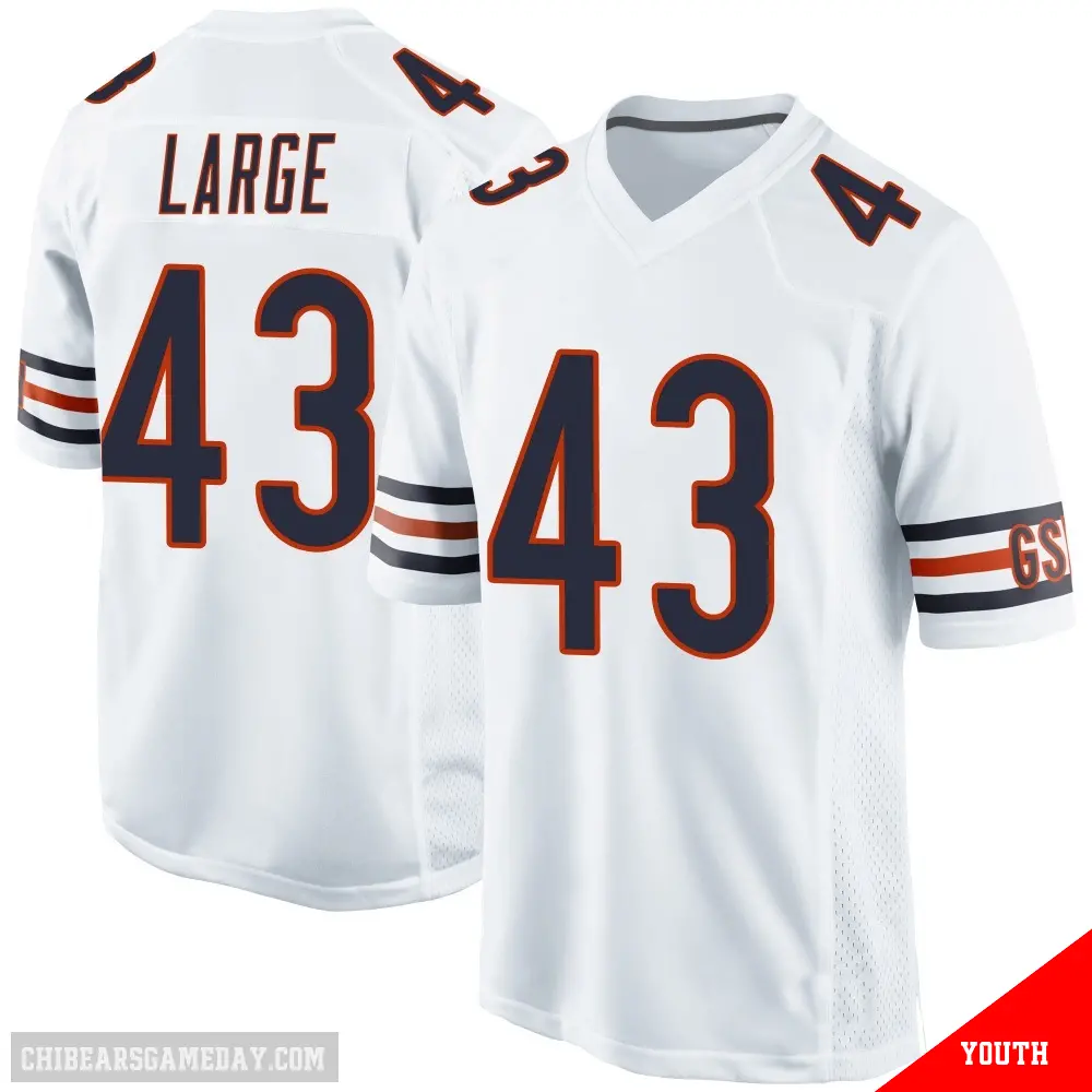 ＃43 Youth Hayden Large White Game Chicago Bears Jersey