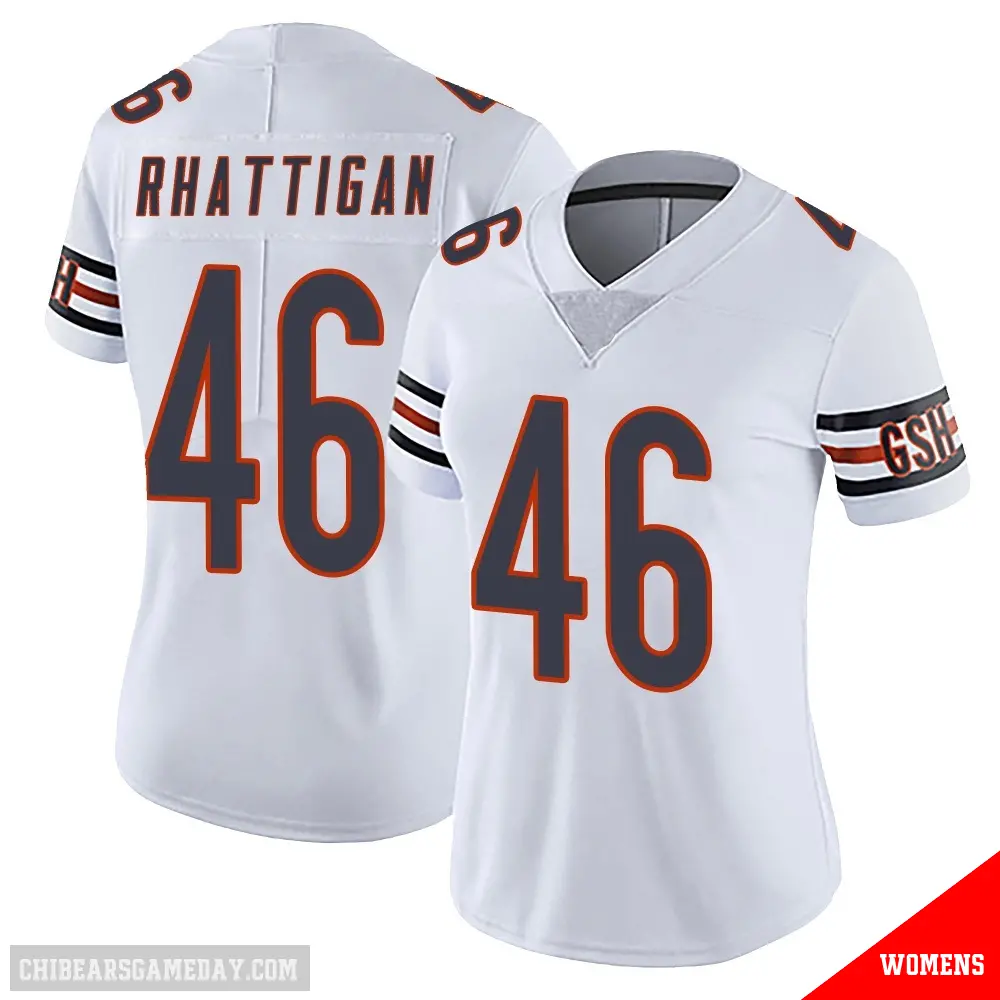 ＃46 Women's Jon Rhattigan White Limited Chicago Bears Vapor Untouchable Jersey