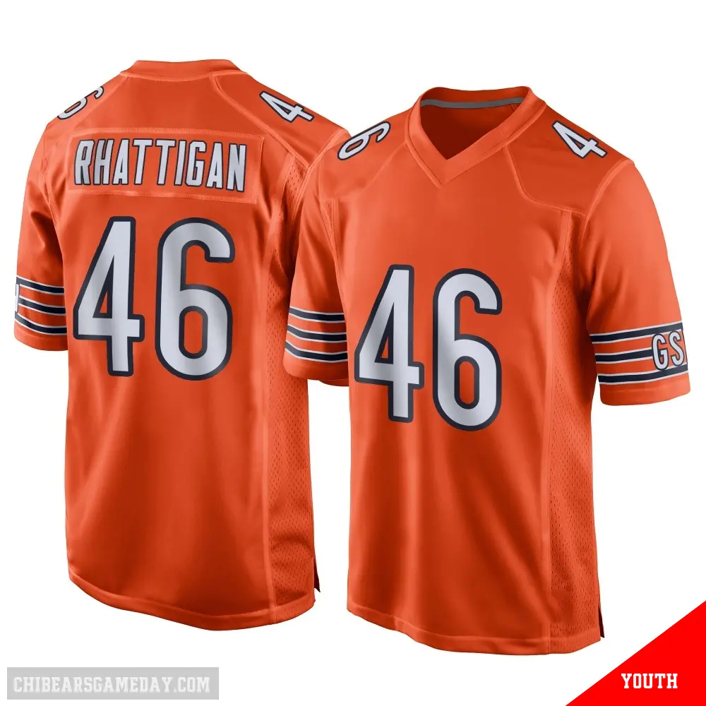 ＃46 Youth Jon Rhattigan Orange Game Chicago Bears Alternate Jersey