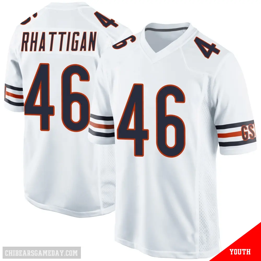 ＃46 Youth Jon Rhattigan White Game Chicago Bears Jersey