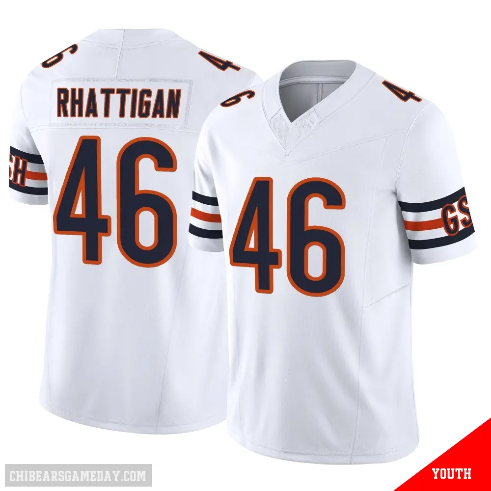 ＃46 Youth Jon Rhattigan White Limited Chicago Bears Vapor F.U.S.E. Jersey
