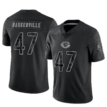 ＃47 Youth Micah Baskerville Black Limited Chicago Bears Reflective Jersey