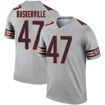 ＃47 Youth Micah Baskerville Legend Chicago Bears Inverted Silver Jersey