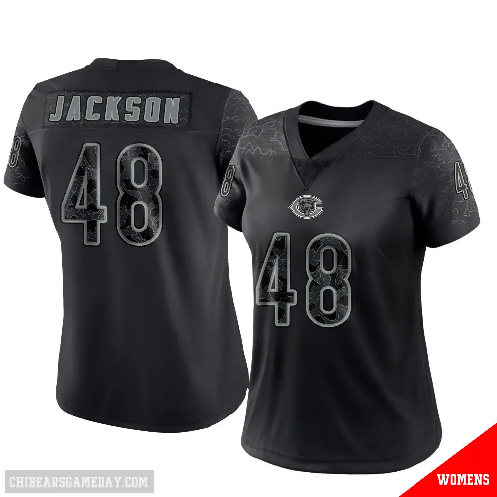 ＃48 Women's D'Marco Jackson Black Limited Chicago Bears Reflective Jersey
