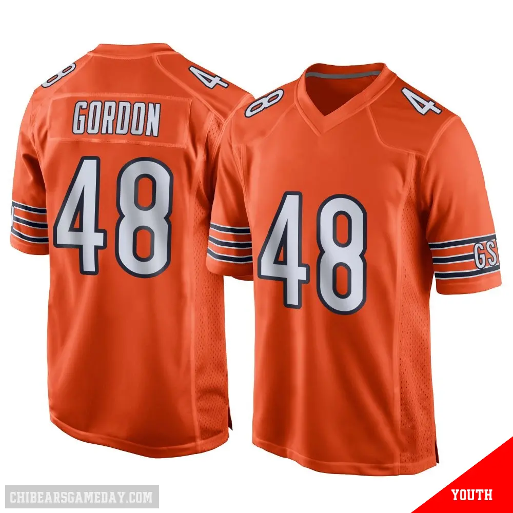 ＃48 Youth Thomas Gordon Orange Game Chicago Bears Alternate Jersey
