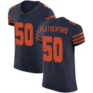 ＃50 Men's Sterling Weatherford Navy Blue Elite Chicago Bears Alternate Vapor Untouchable Jersey