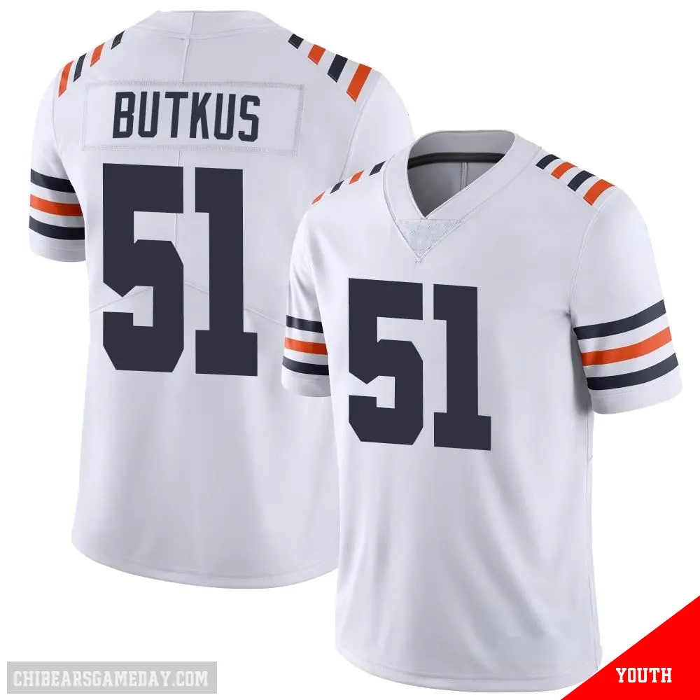 ＃51 Youth Dick Butkus White Limited Chicago Bears Alternate Classic Vapor Jersey