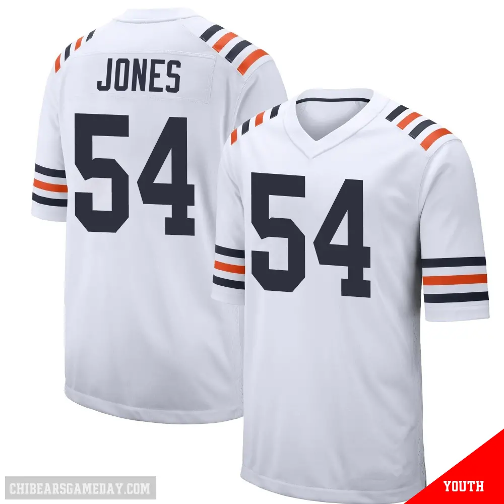＃54 Youth Logan Jones White Game Chicago Bears Alternate Classic Jersey