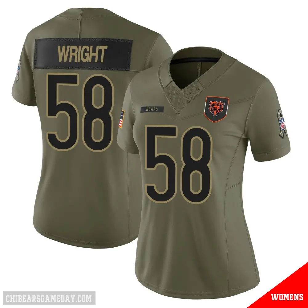＃58 Women's Darnell Wright Olive Limited Chicago Bears 2025 Salute to Service Jersey