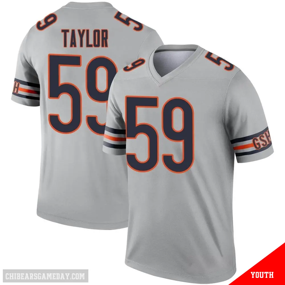＃59 Youth Carson Taylor Legend Chicago Bears Inverted Silver Jersey